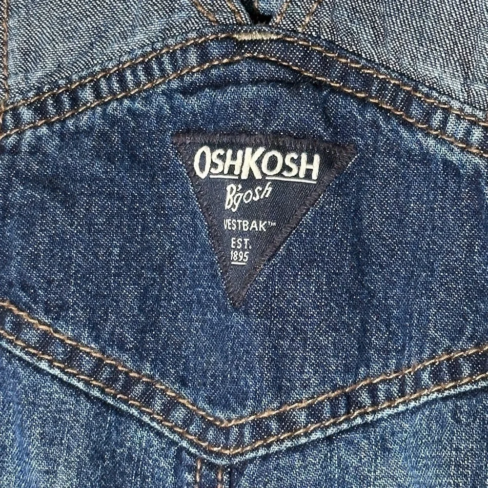 Oshkosh B’gosh Denim Patchwork Flannel Lined Overalls Size 18 Months Baby